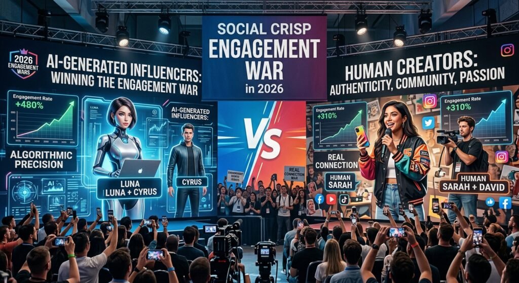 AI-Generated Influencers vs. Human Creators: Winning the Social Crisp Engagement War in 2026